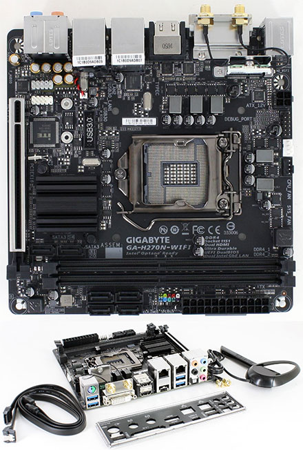 Gigabyte GA-H270N-WIFI (fr i3, i5, i7 [Sockel LGA1151], H270 Express, 2x LAN, 2x HDMI, WLAN/BT, NVMe M.2)